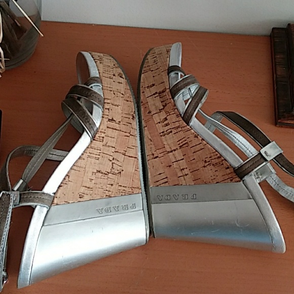 Prada Wedge Brown Cork Sandals 38 - Picture 6 of 8